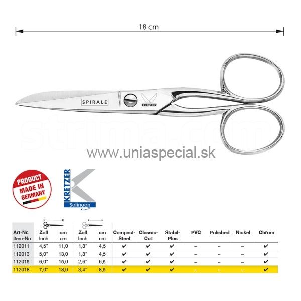 Nožnice Kretzer Spirale Classic 112018 - 7"