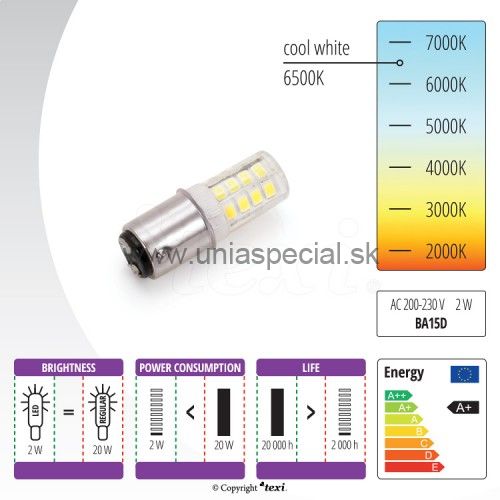 Žiarovka LED 230V, 2W - bajonetová